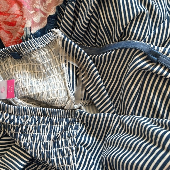 No Boundaries Floral, Blue Stripe, Strapless, Summer Mini Dress, Size Small - Picture 11 of 11